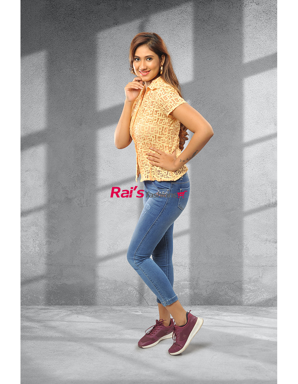 Solid Collared Net Shirt (KR411) Solid Collared Net Shirt (KR411)